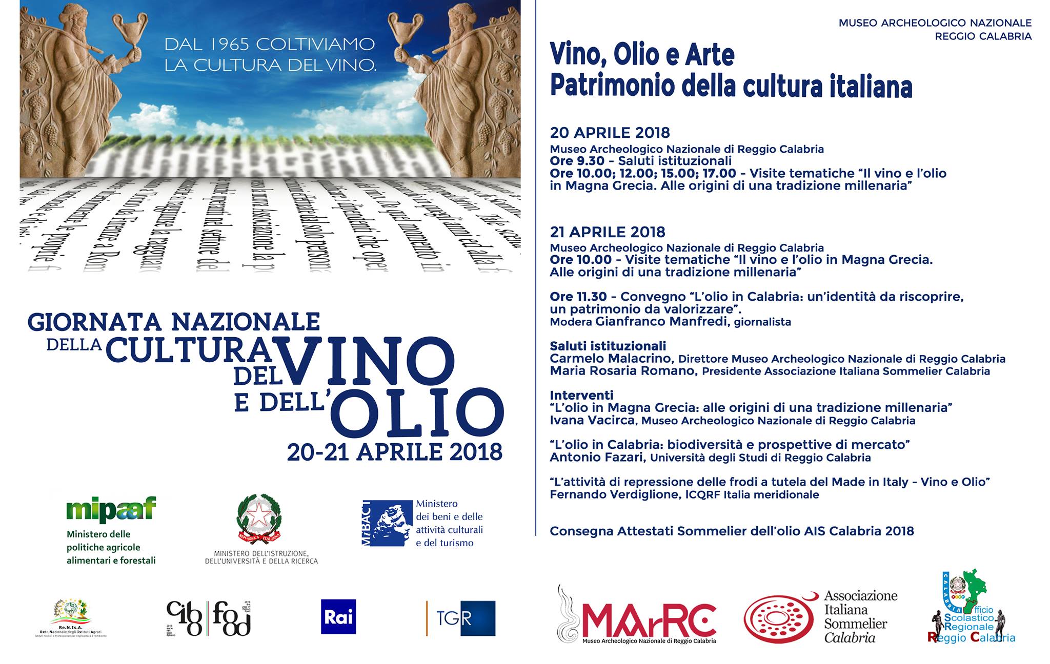 la Giornata Nazionale della Cultura del Vino e dell’Olio