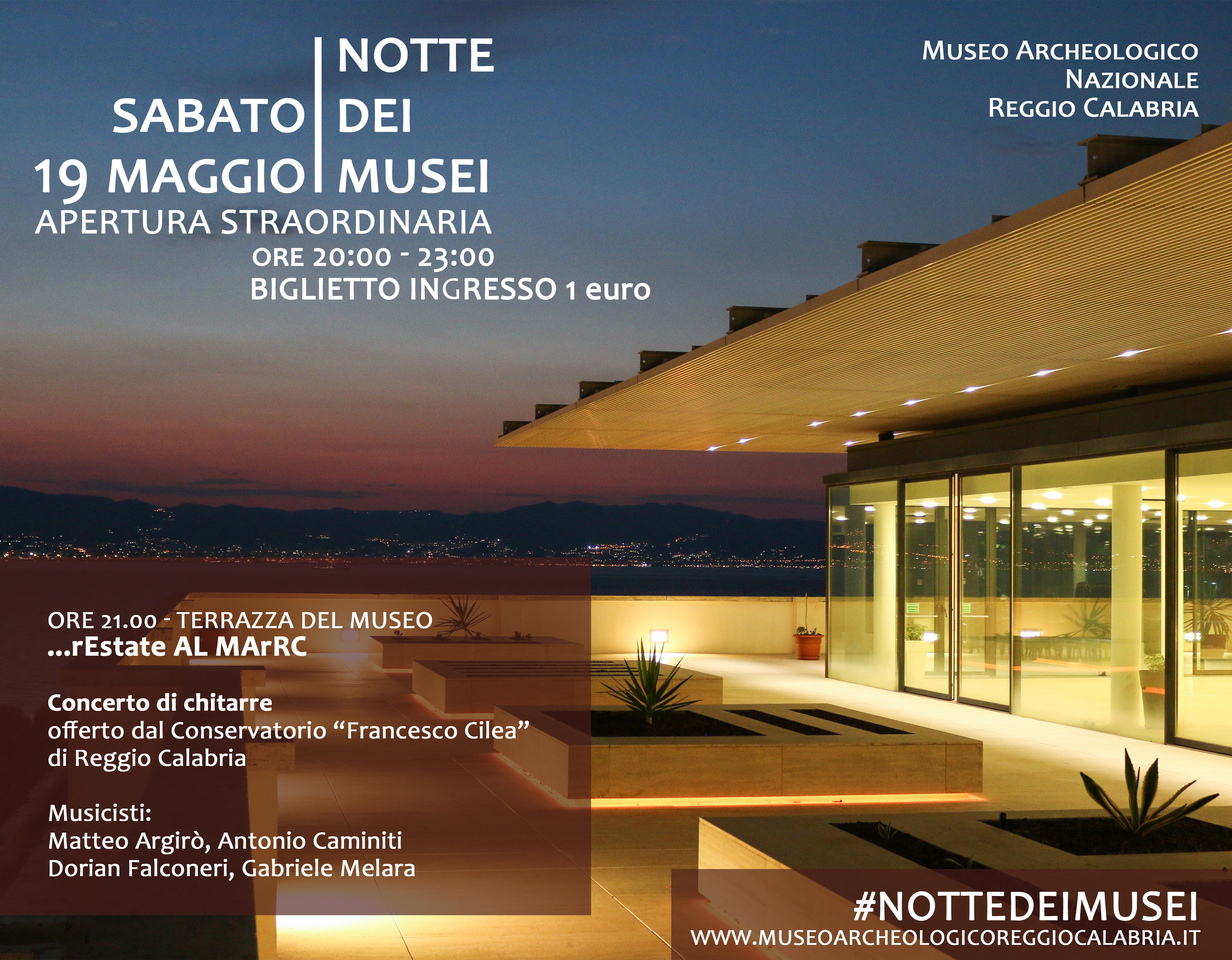 Concerto di chitarre del Conservatorio di musica “Francesco Cilea”, sabato 19 maggio, ore 21.00, in terrazza