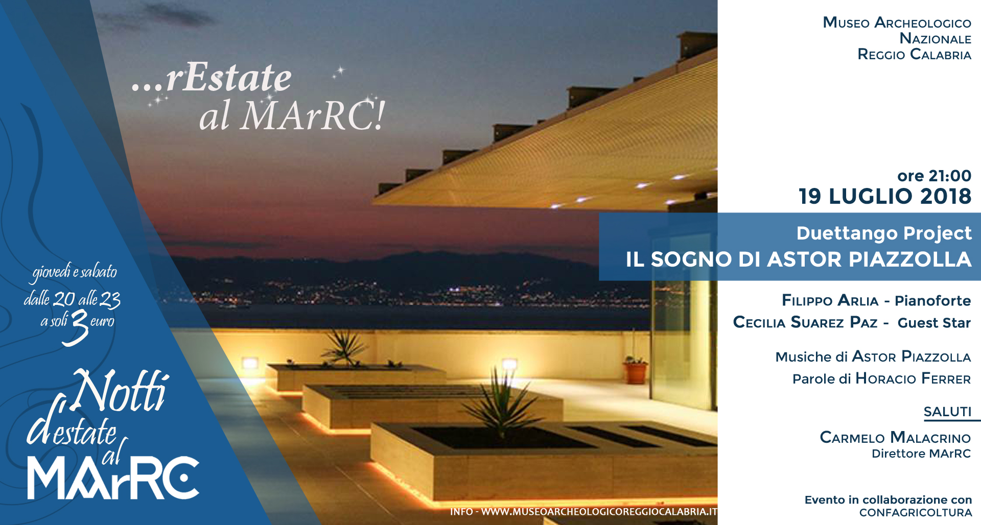 Concerto “Il sogno di Astor Piazzolla” del maestro Filippo Arlia al piano e la Guest Star Cecilia Suarez Star