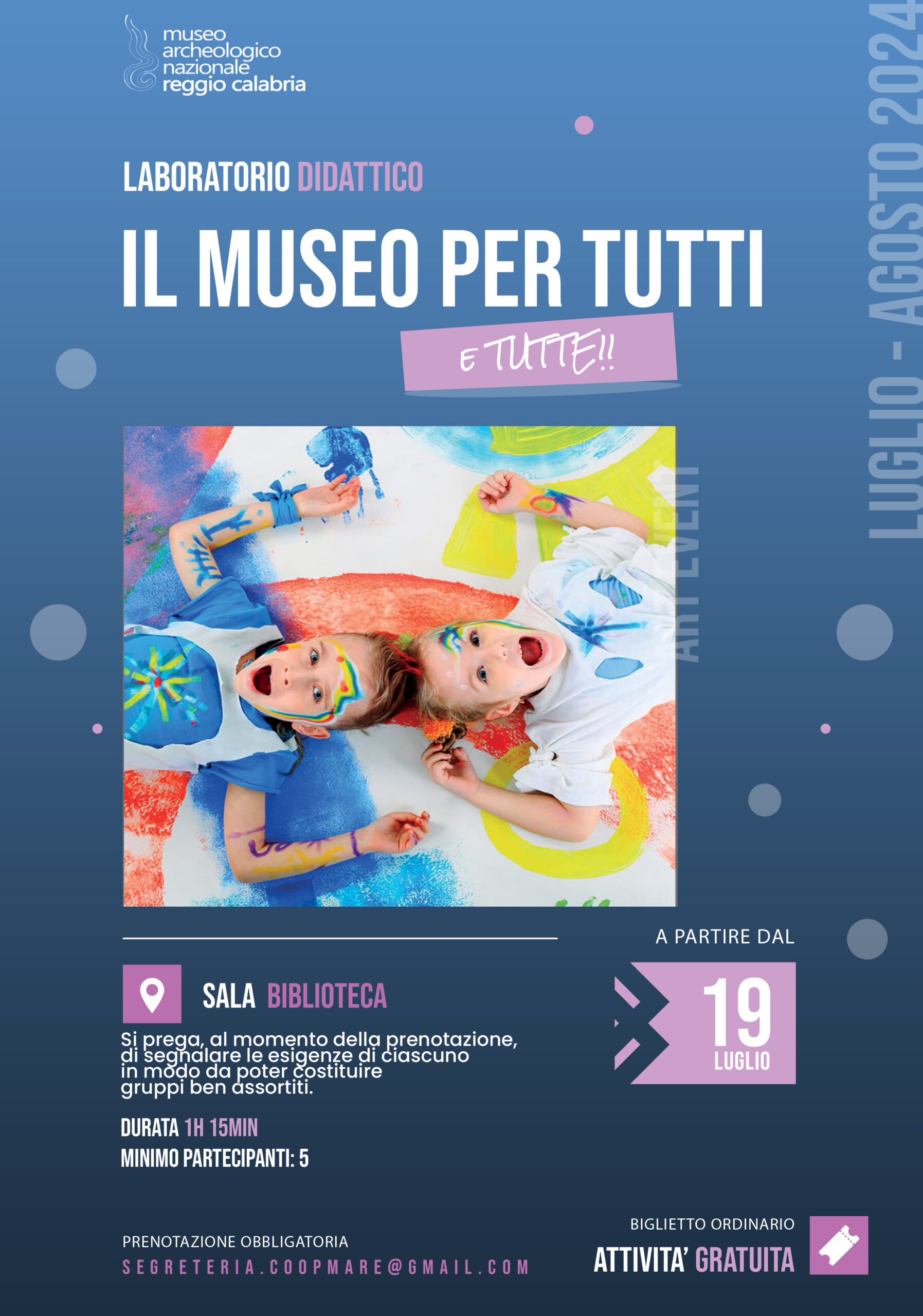 “Tocchiamo l’arte” i Laboratori per tutti e tutte al Museo Archeologico di Reggio Calabria