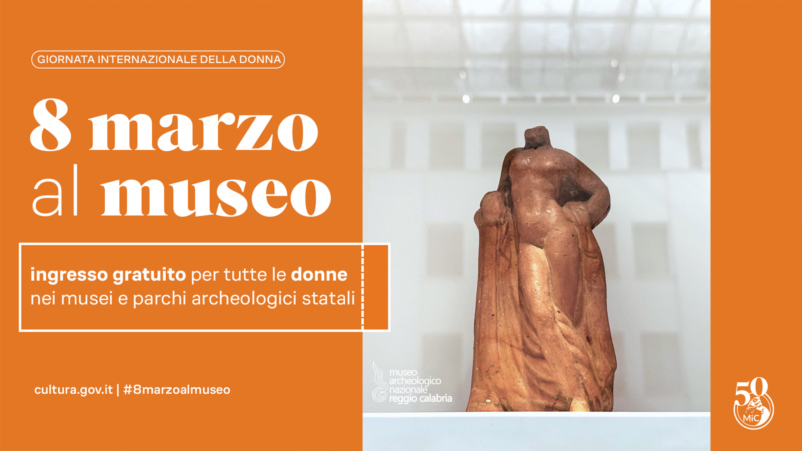 Il Museo Archeologico di Reggio Calabria aderisce all’iniziativa #8marzoalmuseo offrendo ingresso gratuito a tutte le donne