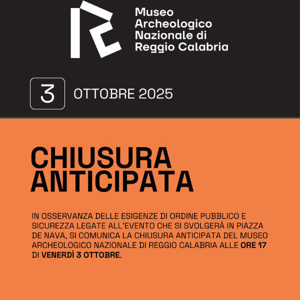 Comunicazione chiusura anticipata Museo:  3 OTTOBRE ore 17.00