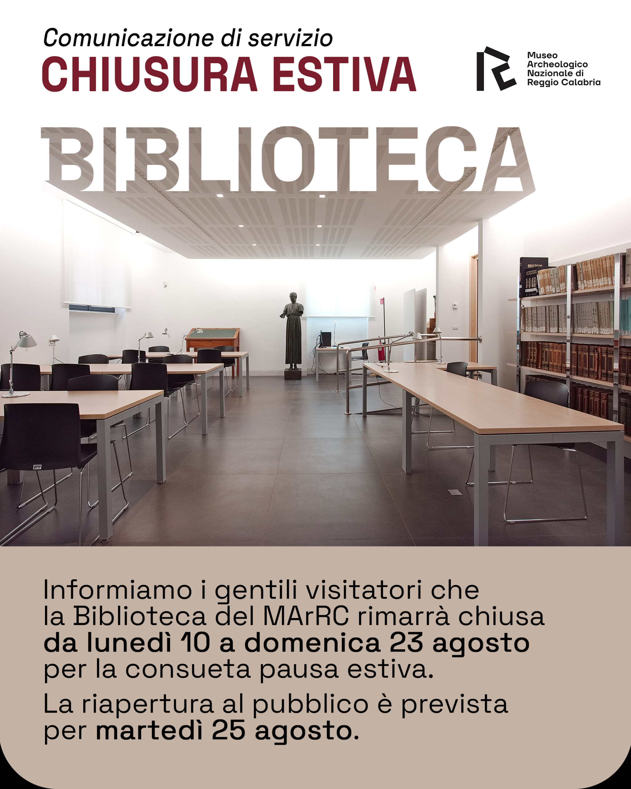 Chiusura estiva della Biblioteca
