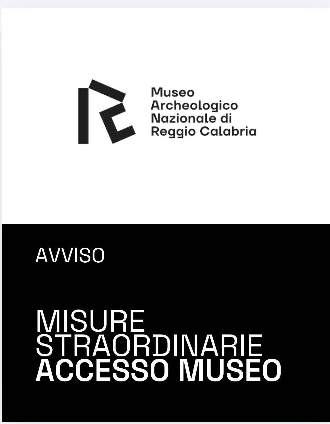 Avviso – Misure straordinarie accesso museo