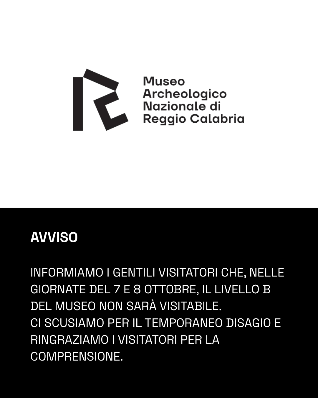 Avviso – chiusura temporanea Livello B